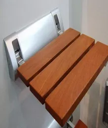 Assento de chuveiro dobrável de madeira de teca moderno assento de chuveiro montado na parede3556684