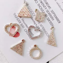 Pendant Necklaces 40pcs Crystal Rhinestone Jewelry Geometry Pendants Ornament Accessories Heart Square Triangle Circle Round Charms