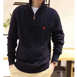 2024 Men's Sweaters Mens Sweater Designer Polo Half Zipper Hoodie Long Sleeve Knitted Horse Twist High Collar Men Woman S Embroidery Fashion fw999