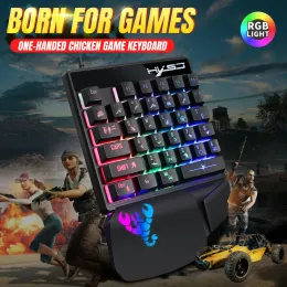 Tangentbord enhandat spel Keyboard Mekanisk hand RGB Backlight USB Wired Ergonomic KeyPad Game Controller för PC Laptop Gamers
