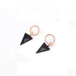 Stud Earrings Black Triangle For Women Circle Geometry Rose Gold Color Titanium Steel Charms Jewelry Gift (GE125)
