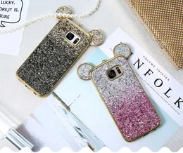 3d orelha bling caso de telefone para samsung galaxy s6 s7 borda capa colorida gradiente glitter capa para samsung galaxy s8 plus caso bonito