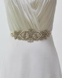 I lager Rhinestone Wedding Sash 55 cm x 28 cm längd kristallpärlor för bröllopsklänning brudtärna bälte brudskärm för kvällen prom5773980