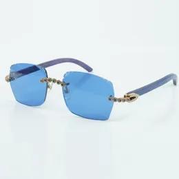 Sprzedaż bezpośrednia moda niebieski bukiet diamond 3524018 z naturalnym niebieskim drewnem ramię i cięte okulary przeciwsłoneczne rozmiar 18-135 mm
