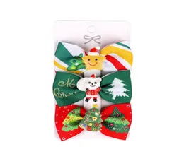 Baby Girls Christmas Barrettes Kids Bowknot hairpins with clipper children Xmas Elk hair accessories 3pcs Set KFJ2846672560
