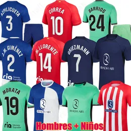 23 24 Atletico Soccer Jerseys 4th Memphis Barrios 2024 120 Years الذكرى السنوية De Paul Corea