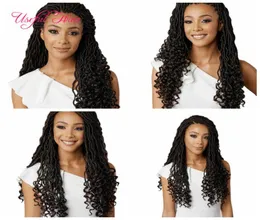 Crochet Goddess Locs Estensioni dei capelli Faux Locs Ricci 18 pollici mezza onda hald curl Trecce all'uncinetto Ombre Kanekalon Intrecciare i capelli Bohem2298713