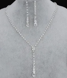 Bling Crystal Bridal Jewelry Set Srebrny Naszyjnik Diamentowe Kolczyki