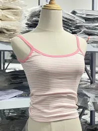 Camis Vintage Stripes ince mahsul en iyi kadınlar kolsuz askısız yumuşak pamuklu gündelik Camis sevimli kız sokak kıyafetleri y2k tanklar blusas 2023