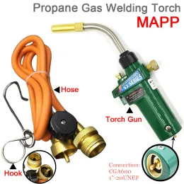 Lastoportsen MAPP GAS -lödning Torch Self Tänds Trigger 1,5 m slang Propan Svetsning av värme BBQ HVAC VVS -smycken CGA600 Burner