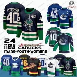 40 Elias Pettersson Vancouver Canucks jersey Reverse Retro hockey jersey 43 Quinn Hughes J.T. Miller Brock Boeser Dakota Joshua Kuzmenko Thatcher Demko jerseys