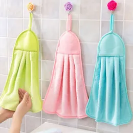 Durable Wear Resistant Clean Rag Kitchen Tools Hangable 3 Colors Soft Convenient Hand Towel Solid Colors Absorbent Towels Toallas