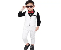 Kläderuppsättningar 2021 Vest Pants 2st Kids Wedding Suit Brand Flower Boys Formell Tuxedos School Spring Set för 212 år18065662