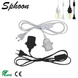 Lamp Holders 1.8m Base Holder Power Cord Cable E26 E27 EU Hanging Pendant LED Light Fixture Socket Adapters With Switch 220V