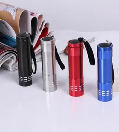 Outdoor Cycling 9 LED Portable Mini torches flashlight led Zoom Aluminum UV Ultra Violet Flash Light8066338