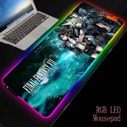 Adapter MRGBEST Final Fantasy Gaming RGB Mouse Pad Gamer Computer Mousepad Bakgrundsbelyst Mause Pad Stor Mousepad för skrivbordstangentbord LED -matta