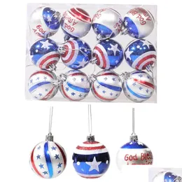 Party Decoration 12Pcs Memorial Day Ornaments Ball 4Th Of Jy Tree Decorations Independence Hanging Patriotic Jn16 Drop Delivery Home Dht6H