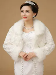 Ivory Faux Fur Stole Wrap Wedding Shrug Bolero Bridal Shawl Long Sleeves Formal Dresses Jacket Cheap In Stock5229366