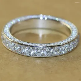 Wedding Rings Classic Women Band Ring Full Paved Crystal Zircon Stone Brilliant Lover Engagement Party Round S Jewelry