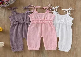 Ins Bebek Kız Yük atanlar Yeni doğan bebek kıyafetleri yürümeye başlayan çocuk parlama kolu katı dantel tasarımcı romper tulum nefes alabilir onepieces onesie d9957776