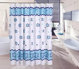 Blue Fishes Shower Curtains Qualified 100 Polyester Happy Fishes Bathroom Curtain Waterproof Fashion Cartoon Fish Shower Curtain2591107
