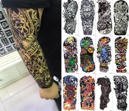 Unissex arte corporal tatuagens de braço completo 45 estilos à prova d' água tatuagens temporárias de transferência de água adesivos de arte corporal 45x16cm7462117