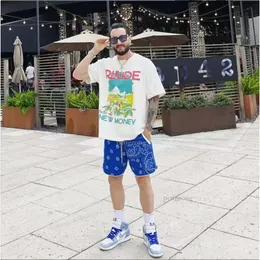 Męskie tshirty rhude nowe pieniądze Węśnięcia T -koszulka Drukuj High Street Cotton i damskie luźne koszulki TOP 636