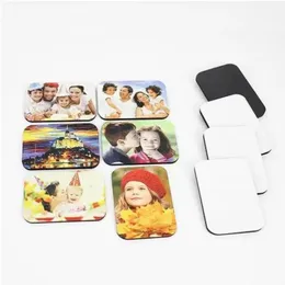 Sublimation blank DIY Fridge Magnets Wooden MDF Refrigerator Sticker Creative Magnets Gift Heat transfer Round Rectangle Square1908927