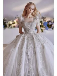 Prinzessin Plus -Größe Kleider Brautkleider Eine Linie Strand Boho Braut Bohemian Spitze appliziert Tulle Court Zug Garten Hochzeitskleid Vestido de Novia 403