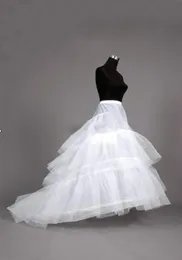 I lager nya långa tåg bröllopsklänningar 3hoops petticoat underskirt crinoline underdress slip kvinnor kjol klänning petticoat9157713