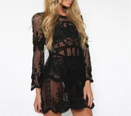 Sexy Women Dress Summer Beach Dress Sundress Lace Crochet Cover Up Bathing Suit 2021 Sexy New robe femme ropa mujer Elegant1388223