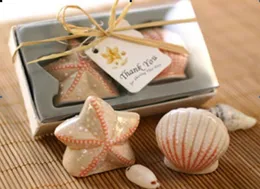 貝殻とヒトデの結婚式のパーティーの好意セラミック塩とペッパーシェーカー20pcslot10sets10Boxes for beach wedding favors8449397