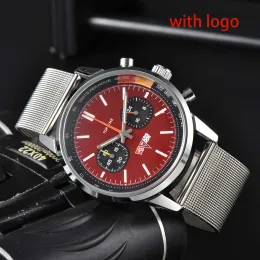 2024 Moda pełna marka BNL Watch Mężczyznowy luksus z logo stalowym paskiem, skórzany pasek kwarcowy Zegar Pięć ręków wielofunkcyjny zegarek