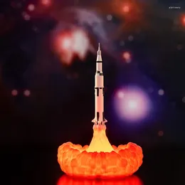 Nocne światła Saturn V 2024 Drop kosmiczne lampa i lampy księżycowe w świetle przez nadruk 3D dla miłośników rakiety