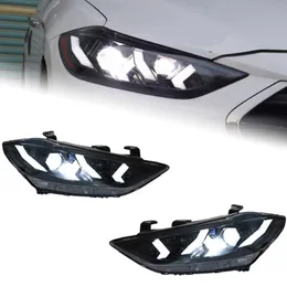 مجموعة المصابيح الأمامية للسيارات لمصابيح Hyundai Elantra 20 16-20 20 Blue Drl Drl Demon Eye LED مصابيح إشارة الدوران
