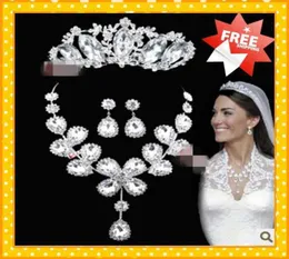 2022 Fashion Kates Bridal Jewelry Royal Crowns Tiaras Crystals wedding Bride Sets Set Accessories Sets9324279
