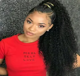 Human Hair Afro Kinky Curly Ponytail Wydłużenia dla czarnych kobiet Kinky Curly Ciągło Kucyk w włosach Naturalny perwerki Kucyk