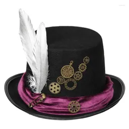 Boinas vintage vitoriano chapéu de feltro steampunk boné casamento legal headwear acessórios de halloween cosplay festa adereços traje