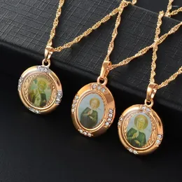 Pendant Necklaces Gold Color Catholicism Orthodox Church Russia Blessed Matrona Of Moscow Virgin Mary Jewelry #J0419