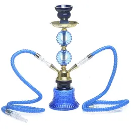 Arabian Hosah Set Glass Hookah Shisha Double Slange Pipe Ceramic Bowl Accessories Birthday Present 240220