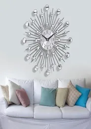 Orologio da parete in cristallo di metallo vecchio 33 cm diamante di lusso 3d grande orologio da parete moderno design nodo decorazioni per la casa9859860