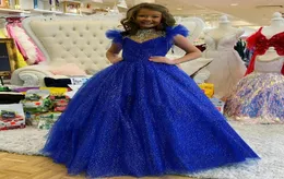 Little Miss Pageant Dress for Teens Juniors Toddlers Infant 2021 Sequins Bling Royal Blue Long Girls Prom Party Party Rosie 9391974