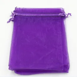 100st Purple With DrawString Organza Jewelry Bags 7x9cm etc Wedding Party Christmas Favor Gift Bags327s