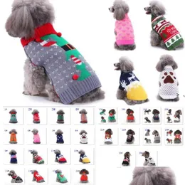 Dog Apparel Pet Clothes Santa Costumes Striped Knitted Christmas Snowflake Reindeer Outerwears Coat Halloween 1011 Drop Delivery Hom Dhwl4