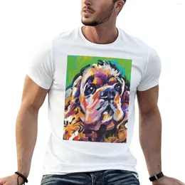 Herrtankstoppar amerikansk cocker spaniel hund ljus färgglad popkonst t-shirt skjortor grafiska tees söta kläder mens t