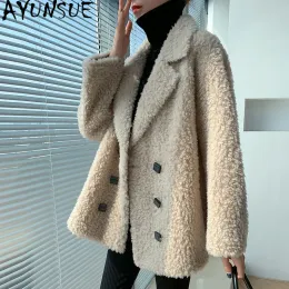 Pelliccia AYUNSUE Breve Reale Shearling Cappotto di Pecora Donna Inverno 2021 Casual Coreano di Lana Giubbotti Cappotti di Pelliccia delle Donne Casaco Feminino Gxy431