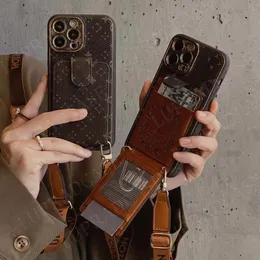 مصمم iPhone Phone Cases 15 14 Pro Max Luxury Leather Crossbody Kickstand Presh Hi Quality 18 17 16 15pro 14pro 13pro 12pro 13 12 11 case with logo bibing cr