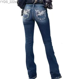 Dżinsy Designer luksusowa najwyższej jakości dżinsy mama y2k stretch haftowane workowate wysokie talia proste luźne nieokreślone spodnie pantalon femme 240304