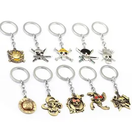 Ms Jewelry Anime One Piece Keychain Car Charm Key Chain Luffy Zoro Sanji Nami Key Ring Holder Chaveiro Pendant315y