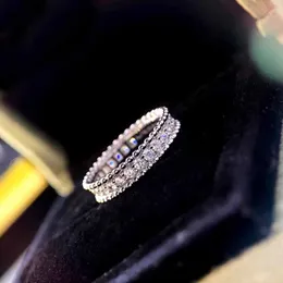 Anel punk de prata s925 com todos os diamantes para mulheres, casamento e joias diárias, presente PS64433127
